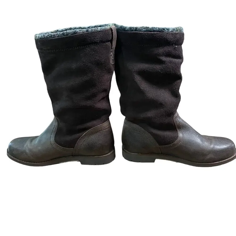 OluKai Womens 7.5 Tall Suede Insulated Brown Winter Boots